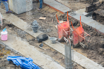 Construction trolley with another device on construction site