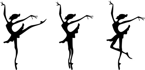 Silhouettes of ballerina in various poses  © abeadev
