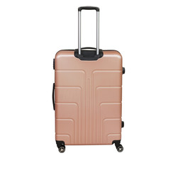 Beige suitcase isolated on white background. Polycarbonate suitcase isolated on white. Beige suitcase.