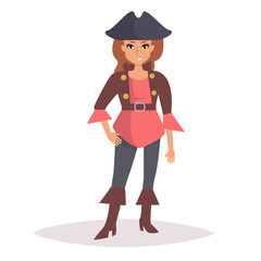 Woman pirate. Vector. Cartoon.