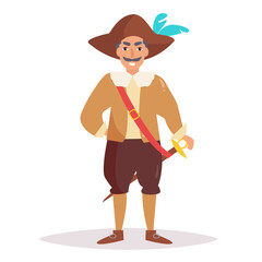 Musketeer. Vector. Cartoon.