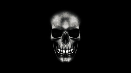 Human Skull On Black Background 3D Rendering