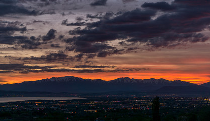 colorful sunset on top of mountains in Utah
