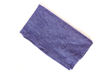 Soft fluffy blue hand towel isolated on white background