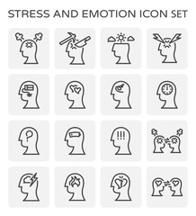 Vector line icon of stress and emotion.