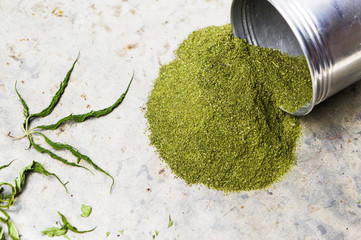 Marijuana powder on a pile