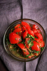 Salsa with garlic tomatoes and olive oil
