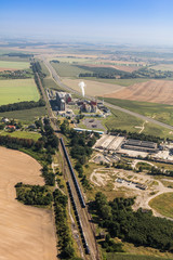 aerial view of the  factory near Nysa city