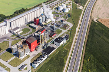 Fototapeta na wymiar aerial view of the factory near Nysa city