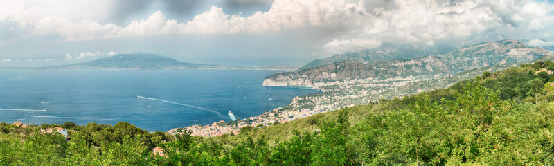 Fototapeta na wymiar Panoramic aerial view of Mount Vesuvius, Bay of Naples, Italy