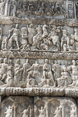 Details of Arch of Galerius in Thessaloniki, Greece depicting philosophers of antique Greece