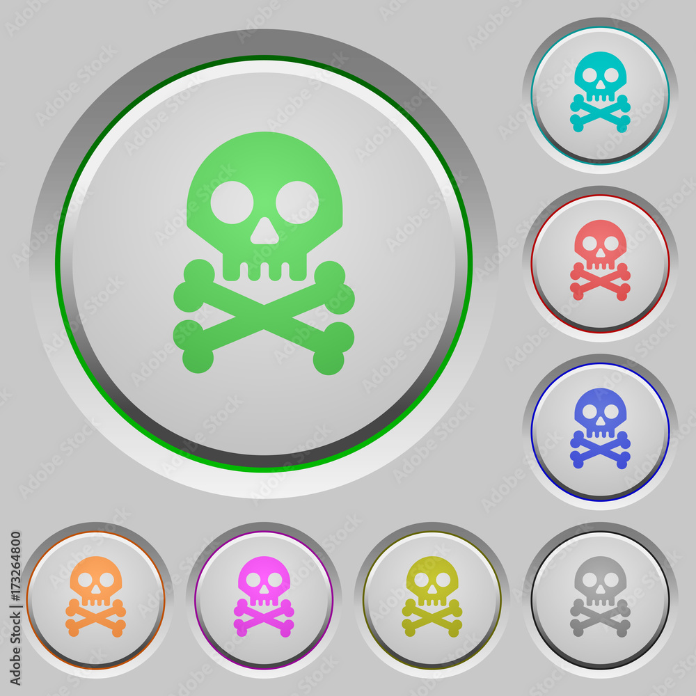 Poster skull with bones push buttons