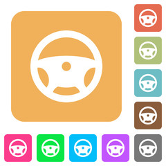 Steering wheel rounded square flat icons