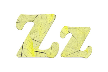 Leaf textured  letter  in a 3D illustration  on a white background