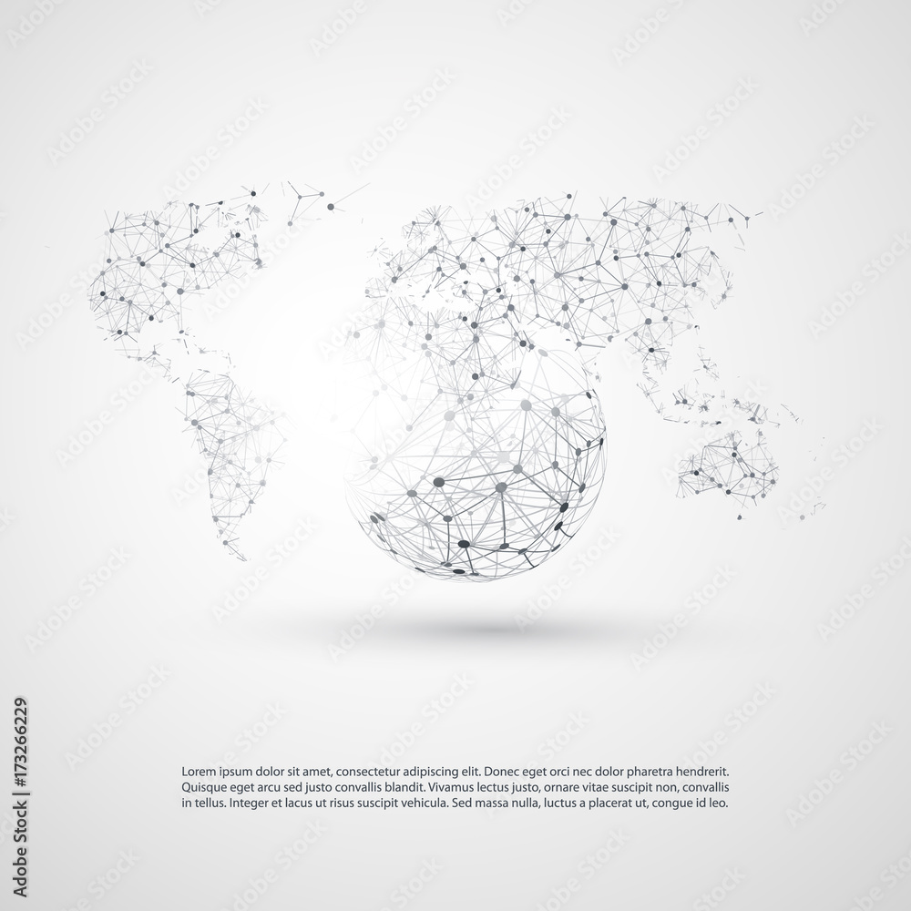 Poster cloud computing and networks concept with patterned world map - global digital connections, technolo