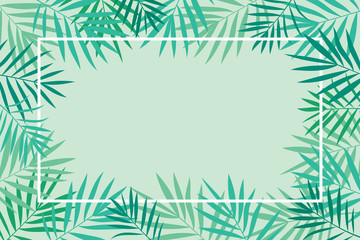 Tropical palm leaves background with frame. Banner, poster, invitation, brochure, flyer, card or cover template