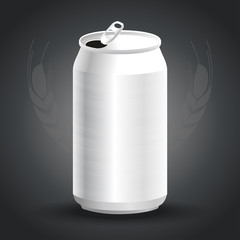 Aluminum drink can template for beer or juice design on gray background