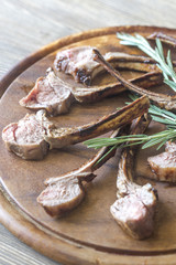 Grilled lamb rib chops on the plate