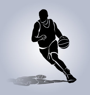 recommend clip art: Vector silhouette basketball player