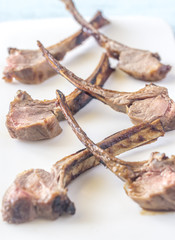 Grilled lamb rib chops on the plate