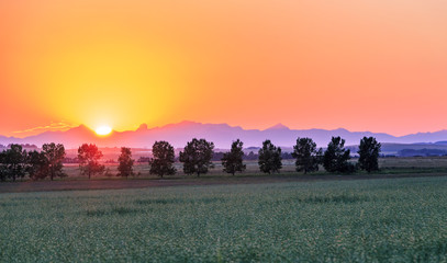 Smoky Farm at Sunset