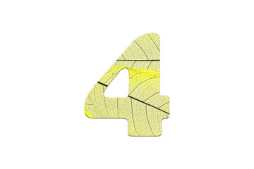 Leaf textured number in a 3D illustration  on a white background