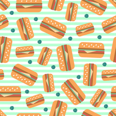 seamless hamburger with gold dot glitter pattern on stripe background