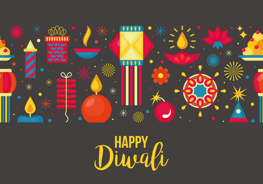Diwali Hindu festival seamless pattern