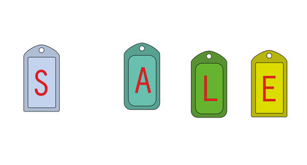 Little people keep tags sale. vector illustration.