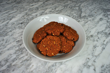 Homemade cookies with oatmeal with dried fruit