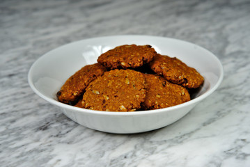 Homemade cookies with oatmeal with dried fruit