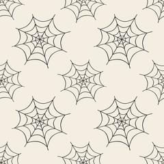 seamless monochrome halloween pattern background with cobweb