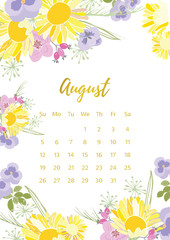 Vintage floral calendar 2018