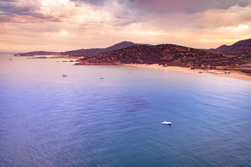 Panorama of Chia coast, Sardinia, Italy.