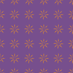 Sun vector illustration on a seamless pattern background