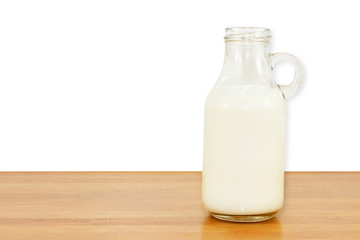 Milk bottle. Isolated on white background on the table.

