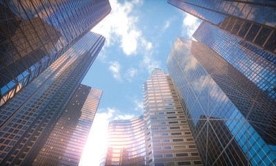 Conceptual image of buildings, perspective futuristic vision.