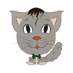 Funny gray kitten with a bow tie