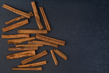 cinnamon on a black background