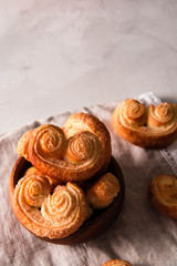 Fototapeta na wymiar Cookies Palmiers. Sweet puff pastry.