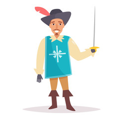 Musketeer. Vector. Cartoon. Isolated
