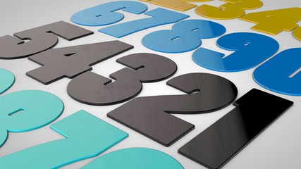 Numbers 3d in different colors