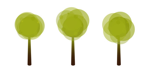 Set of Green Trees. crown of Various Shapes. Green Tree with Round Crown Shape. Ecological Concept. Vector Illustretion Isolated From Background
