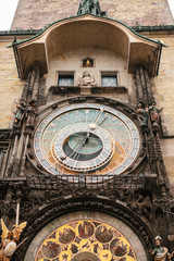Astronomical clock on the main square in Prague in the Czech Republic.