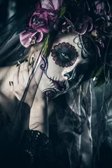 Fotobehang fearfull sugar skull girl © Andrey Kiselev