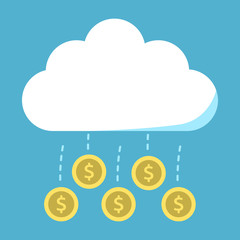 Coins flying from cloud