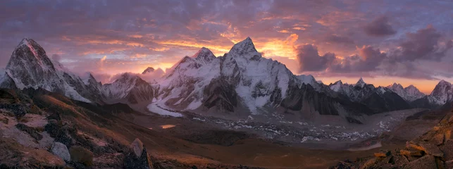 Küchenrückwand glas motiv Himalaya Mount Everest Range bei Sonnenaufgang