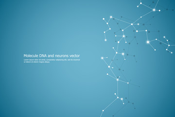 Abstract molecule background, genetic and chemical compounds, medical, technology or scientific concept vector illustration