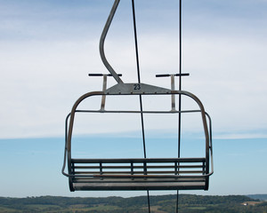 Mountain ski lift chair waiting to be used during winter season
