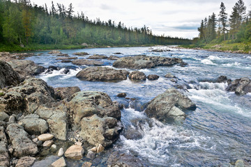 The mountain river Haramatalow in the Polar Urals.